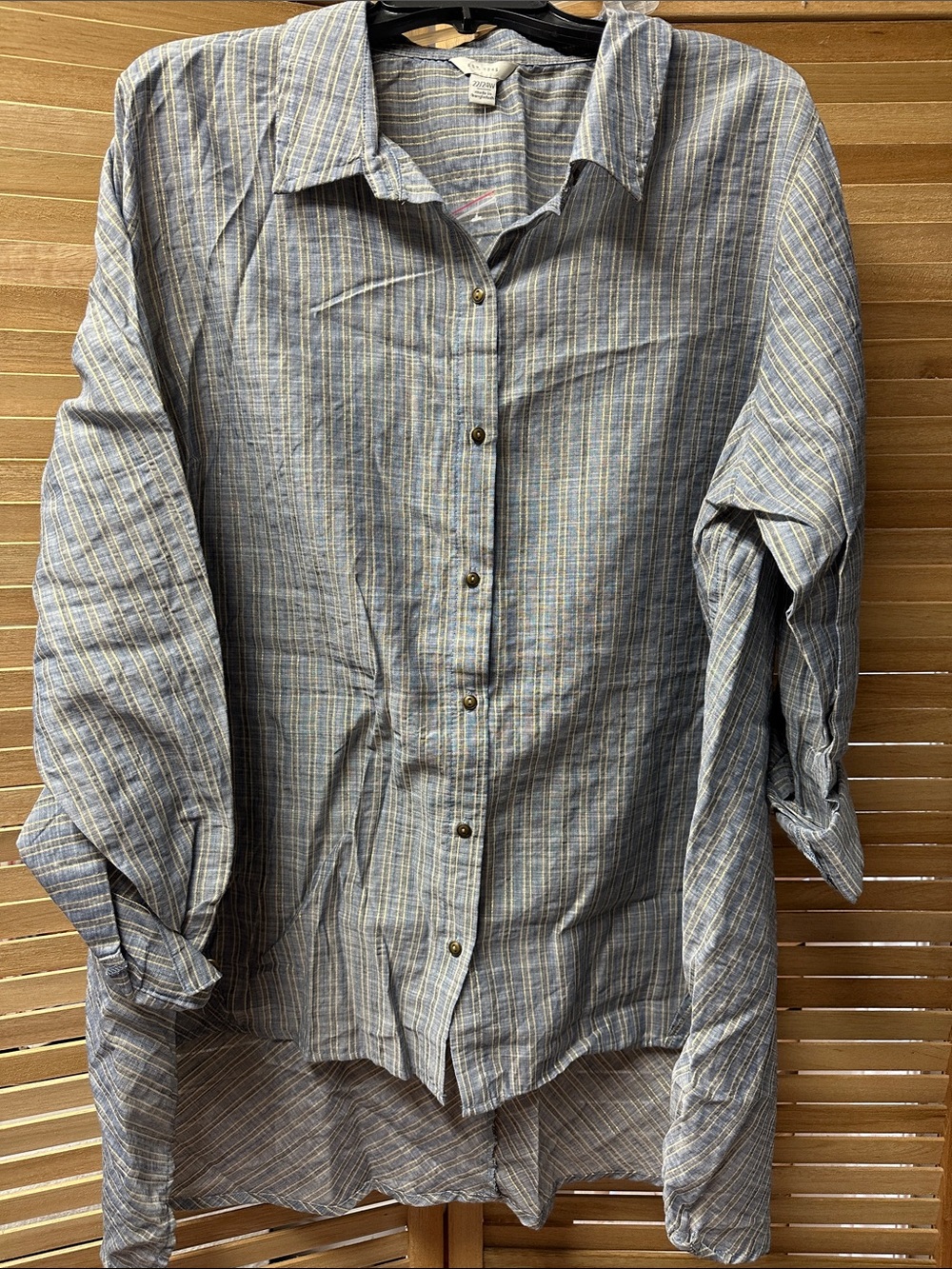 Women’s Blue Striped Button-Up Shirt